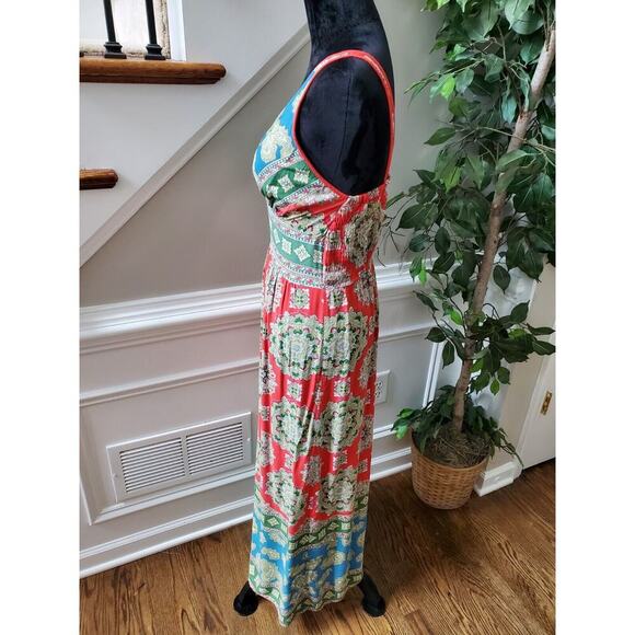 Angle Women's Multicolor Rayon V-Neck Sleeveless Casual Long Maxi Dress Size S - Picture 7 of 10